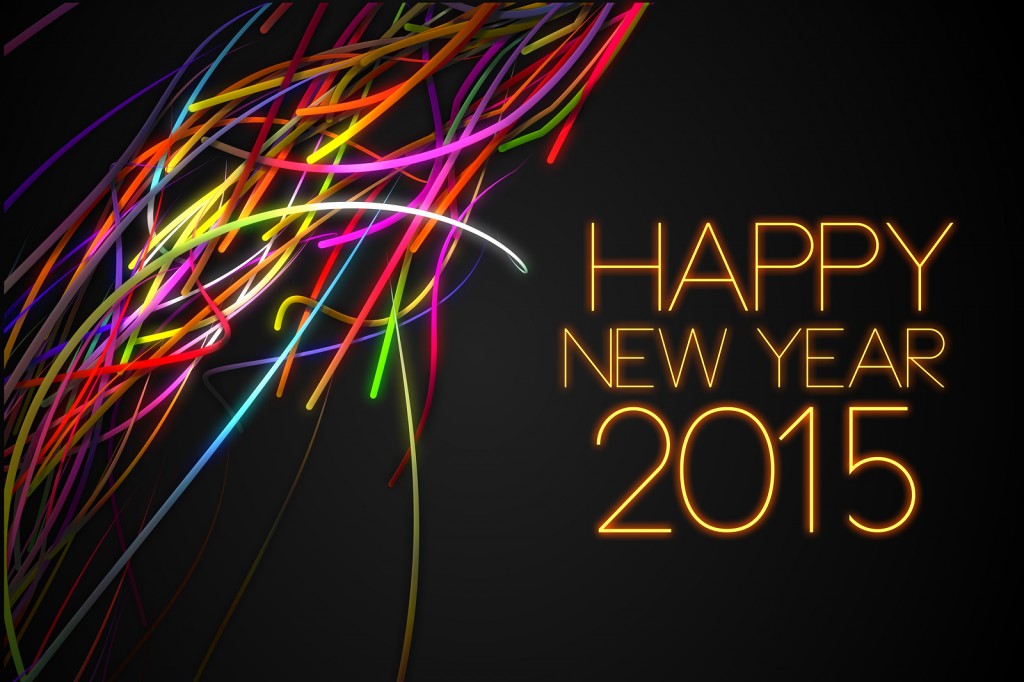 2015 Happy New Year Strands Line Glow Dark Background