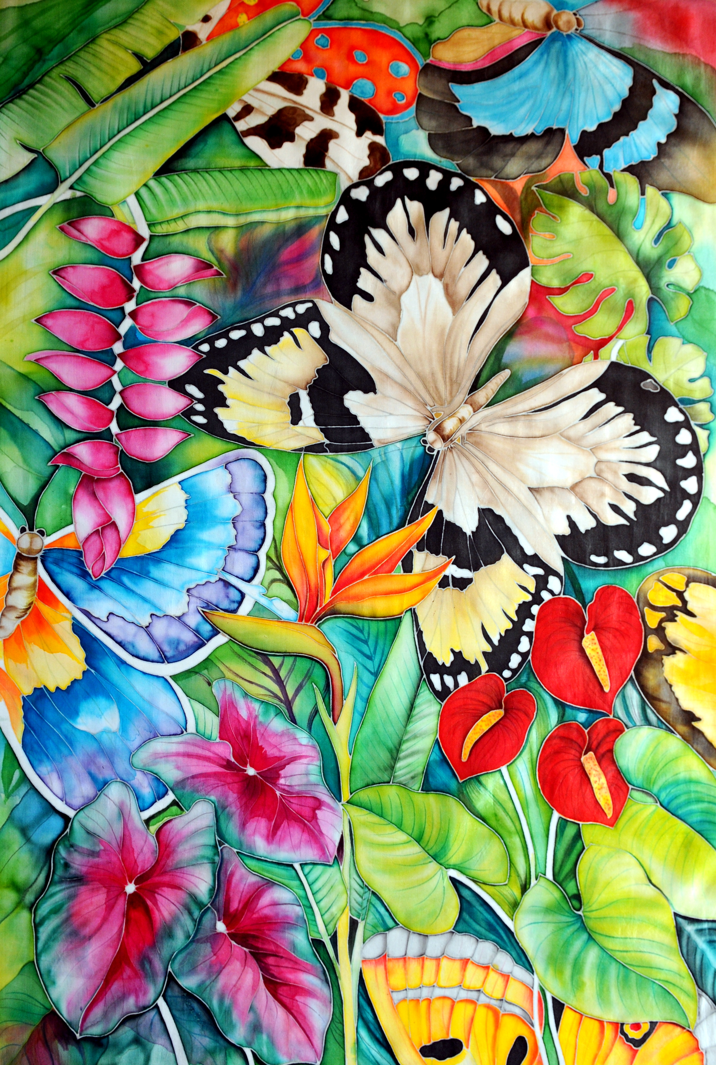 3 Butterflies and tropical forest (20X30)