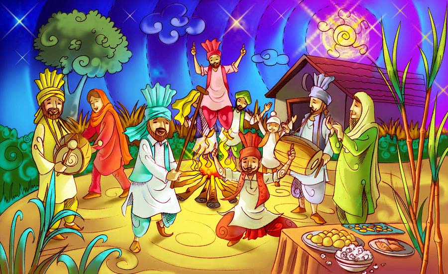 People celebrating Lohri festival
