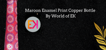 Maroon Enamel Print Copper Bottle @ World of EK